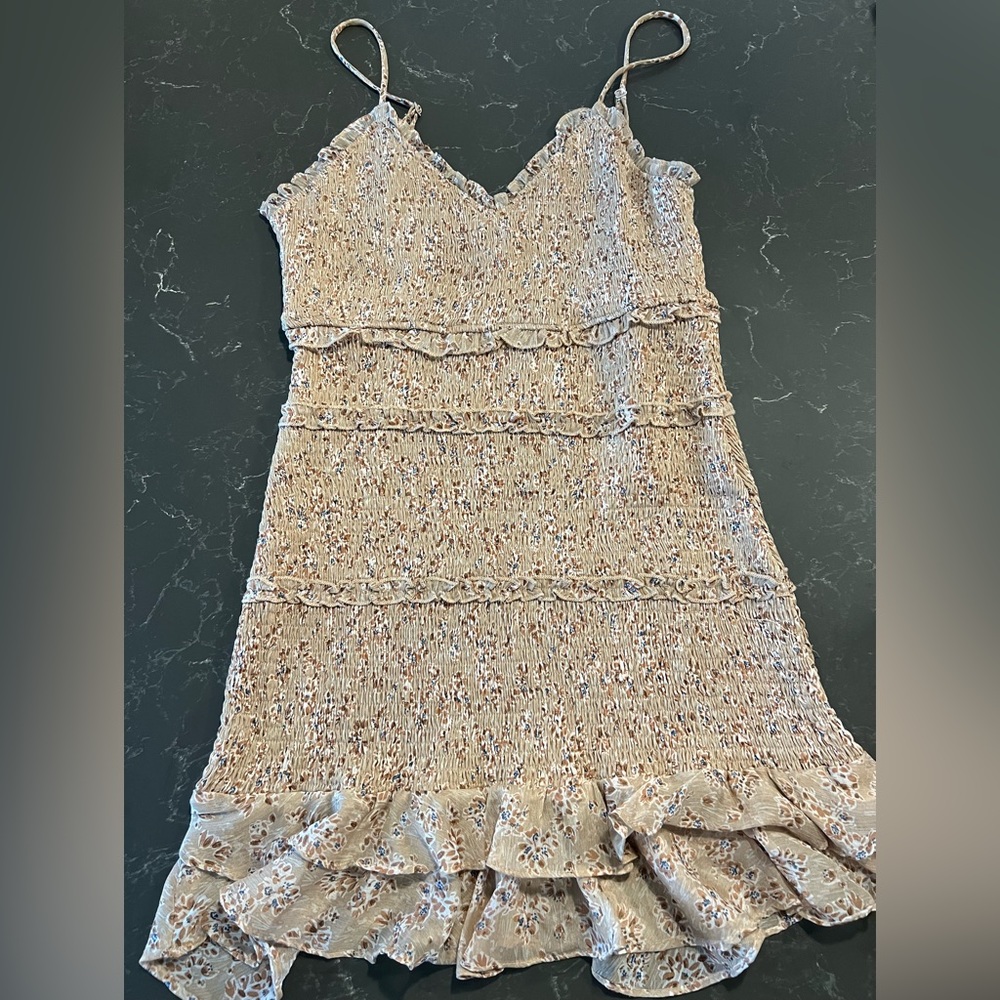 Brown Floral Spaghetti Strapped Bodycon Dress